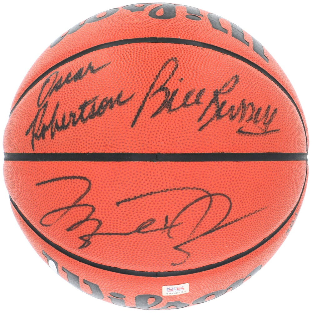Michael Jordan Bill Russell Magic Johnson Larry Bird Signed Basketball UDA & PSA