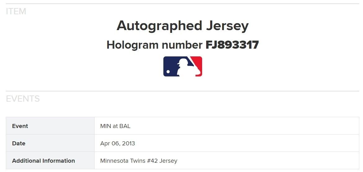 2013 Minnesota Twins Team Signed Jackie Robinson Day Jersey MLB Authentic Holo