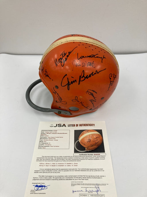 1964 Cleveland Browns Super Bowl Champs Team Signed Game Used Helmet JSA COA