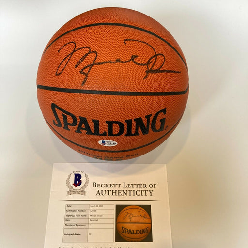 Michael Jordan Signed Spalding Official NBA Game Basketball Beckett GEM MINT 10