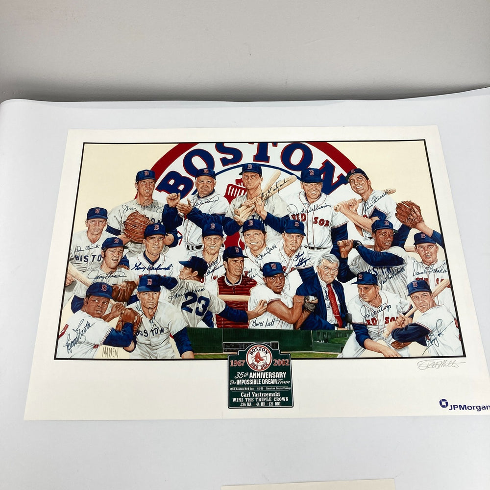 1967 Boston Red Sox AL Champs Team Signed 18x24 Litho Photo Carl Yastrzemski JSA