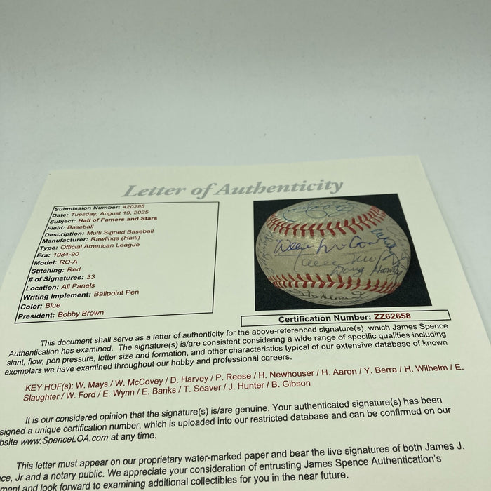 Willie Mays Hank Aaron Hall Of Fame Multi Signed Baseball 33 Sigs JSA COA