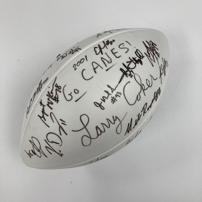 2001 Miami Hurricanes NCAA National Champions Team Signed Football JSA COA