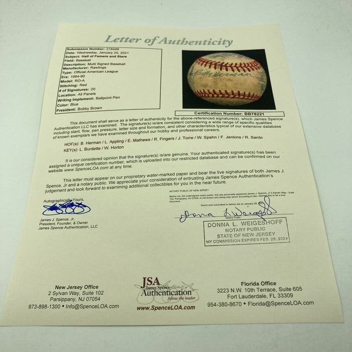 Hall Of Fame Greats Multi Signed Baseball Eddie Mathews Warren Spahn JSA COA