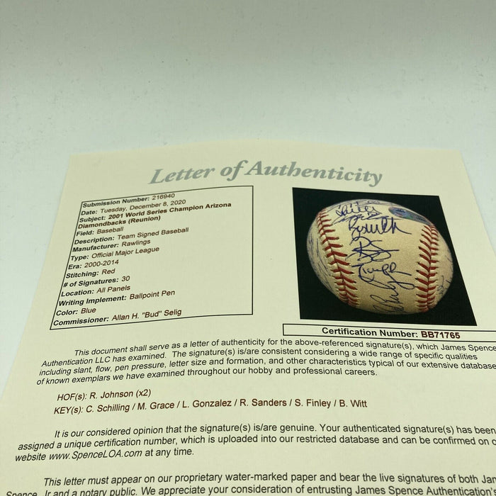 RARE 2001 Arizona Diamondbacks World Series Champs Team Signed Baseball JSA COA