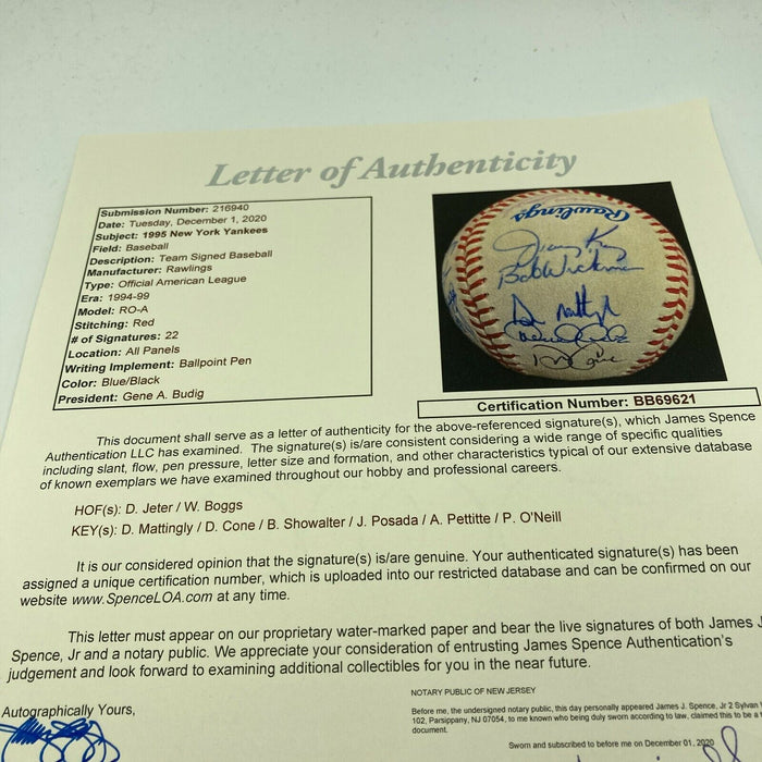 Derek Jeter Mariano Rivera Core Four Rookie 1995 Yankees Signed Baseball JSA