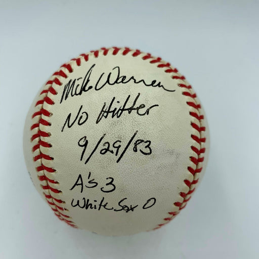 Mike Warren No Hitter 9/29/1983 Signed Inscribed AL Game Baseball JSA COA