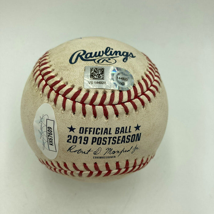 Ronald Acuna Signed 2019 NLDS Actual Hit Game Used Baseball Double JSA & MLB COA