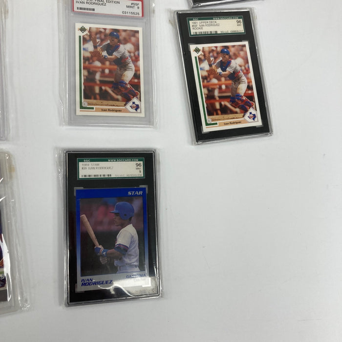 Lot Of (15) 1990 & 1991 Ivan Rodriguez Rookie PSA Graded Baseball Cards Topps...