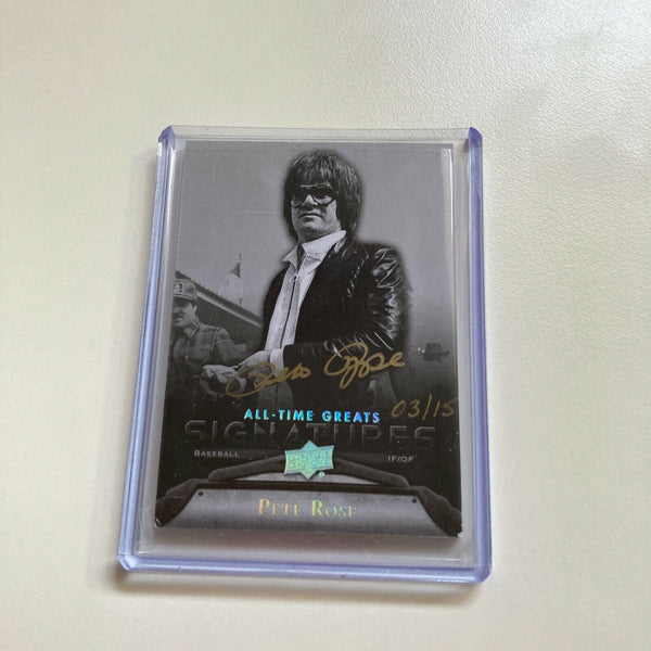 2012 Upper Deck All Time Greats Pete Rose Auto #3/15 Signed Baseball Card