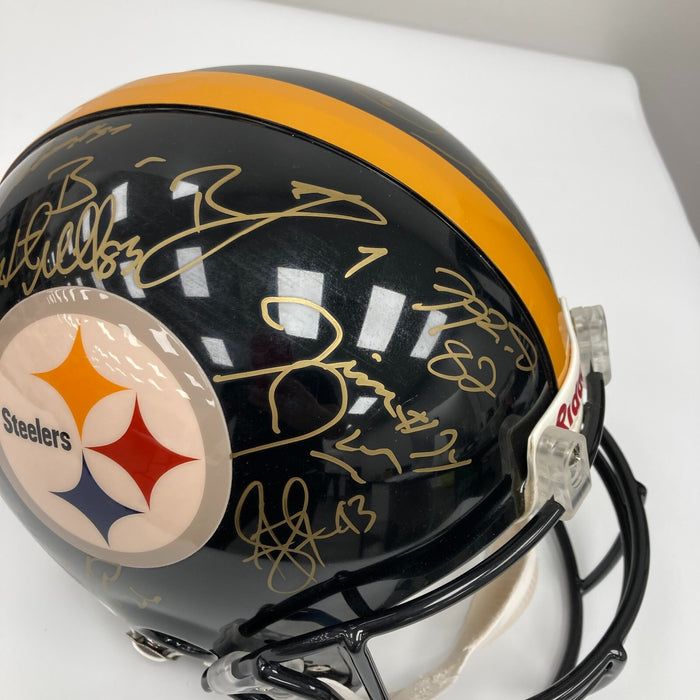 2005 Pittsburgh Steelers Super Bowl Champs Team Signed Game Helmet Beckett COA