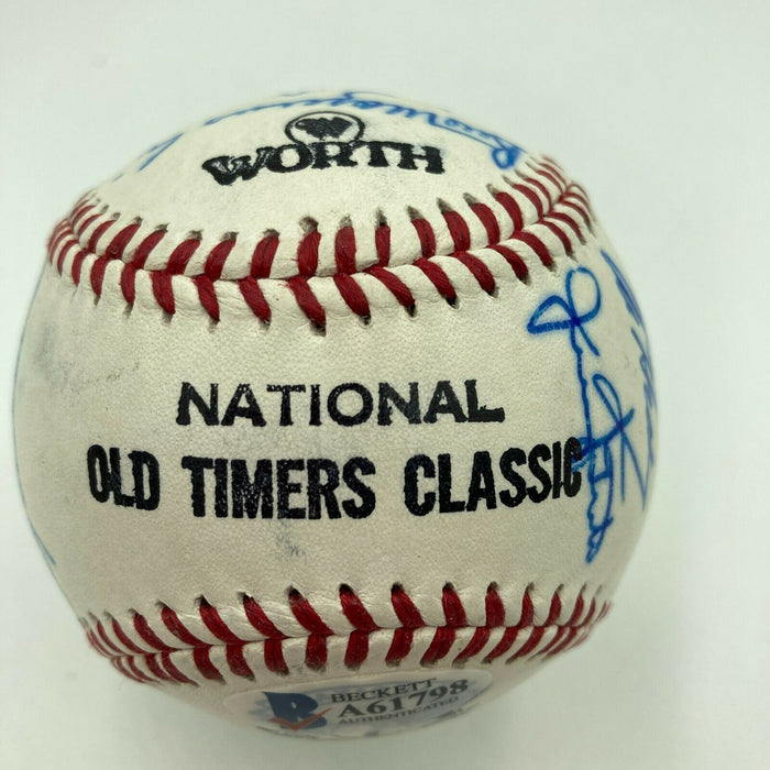 Hall Of Fame Multi Signed Cracker Jack Old Timers Game Baseball Beckett COA