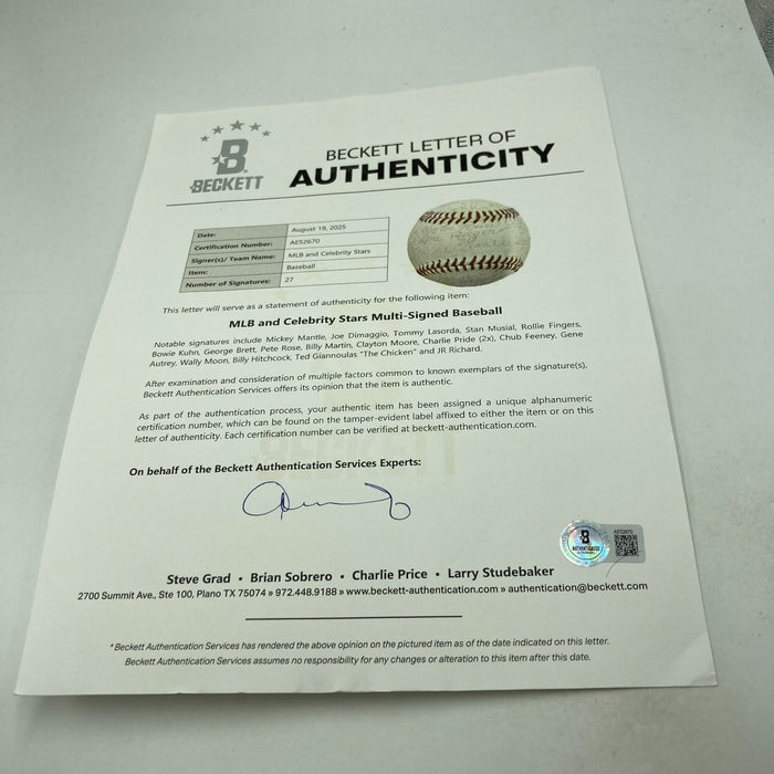 Mickey Mantle Joe DiMaggio Hall Of Fame Multi Signed Baseball Beckett COA
