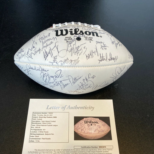 1989 Green Bay Packers Team Signed Wilson NFL Football 40+ Sigs JSA COA