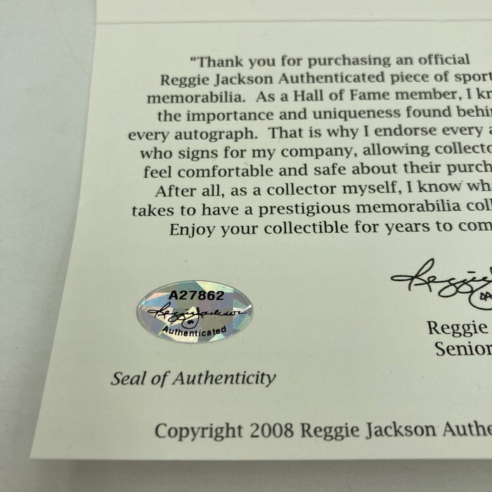 Joe Montana Signed Heavily Inscribed Career STAT Baseball Reggie Jackson COA