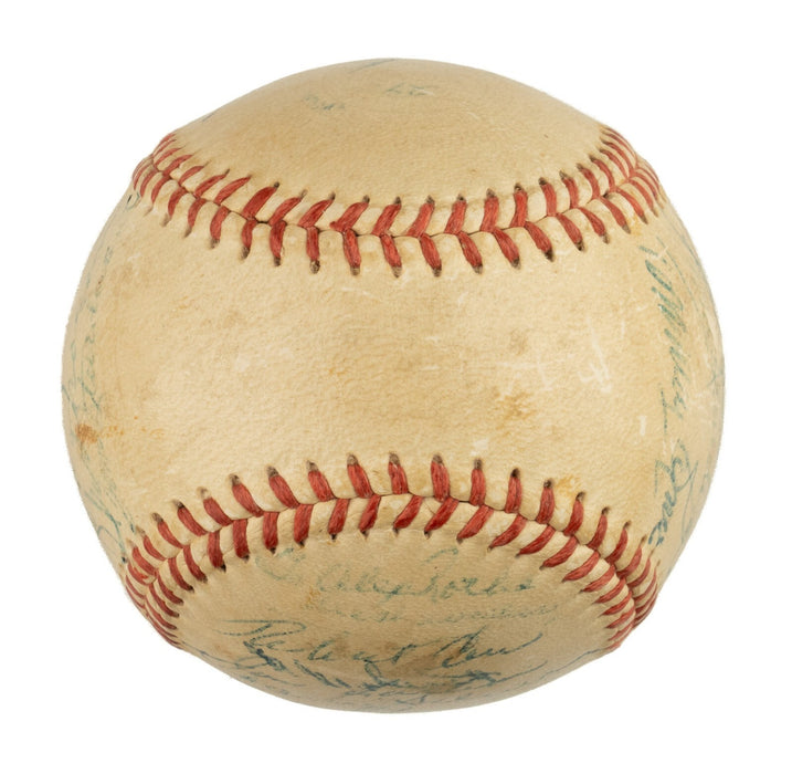 1956 New York Yankees World Series Champs Team Signed Baseball Mickey Mantle PSA