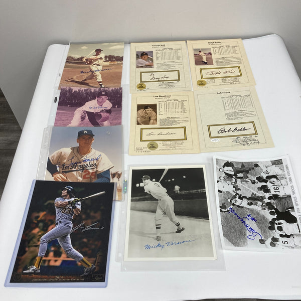Lot Of (18) Signed MLB Baseball Photos Jose Canseco Bob Feller Don Larsen