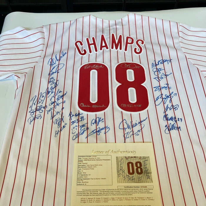 2008 Philadelphia Phillies World Series Champs Team Signed Jersey JSA COA