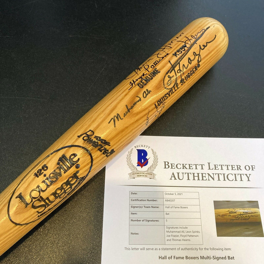 Muhammad Ali Joe Frazier Boxing Legends Signed Baseball Bat With Beckett COA