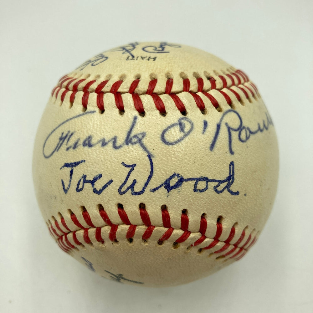 Roger Peckinpaugh  Bob Shawkey Joe Dugan Joe Wood Signed Baseball JSA COA