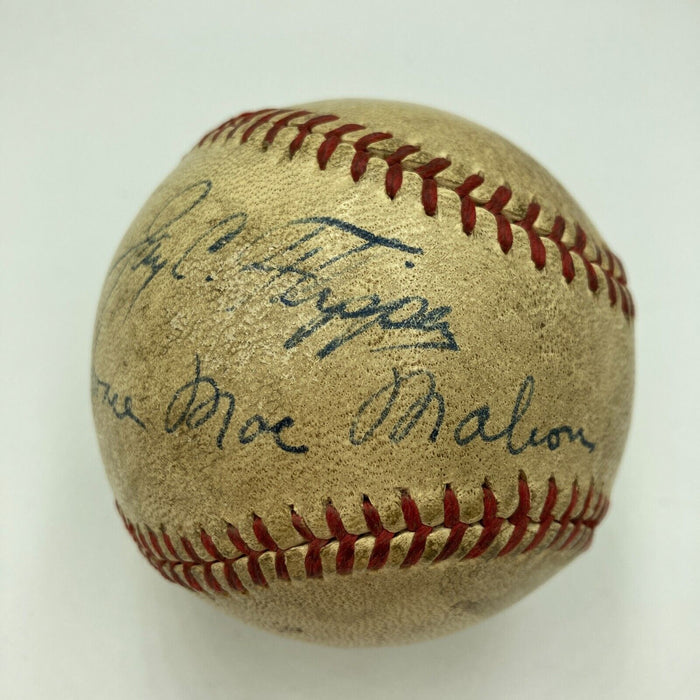 Joe Dimaggio & Toots Shor Signed American League 1950's Game Baseball JSA COA