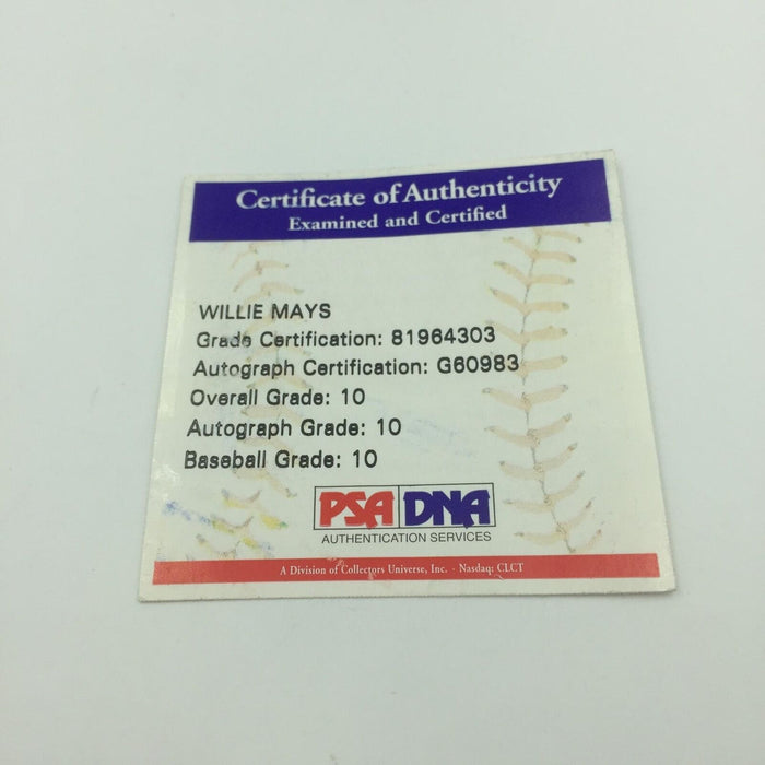 Rare Willie Mays PSA DNA Graded Gem Mint 10 Signed Major League Baseball Auto