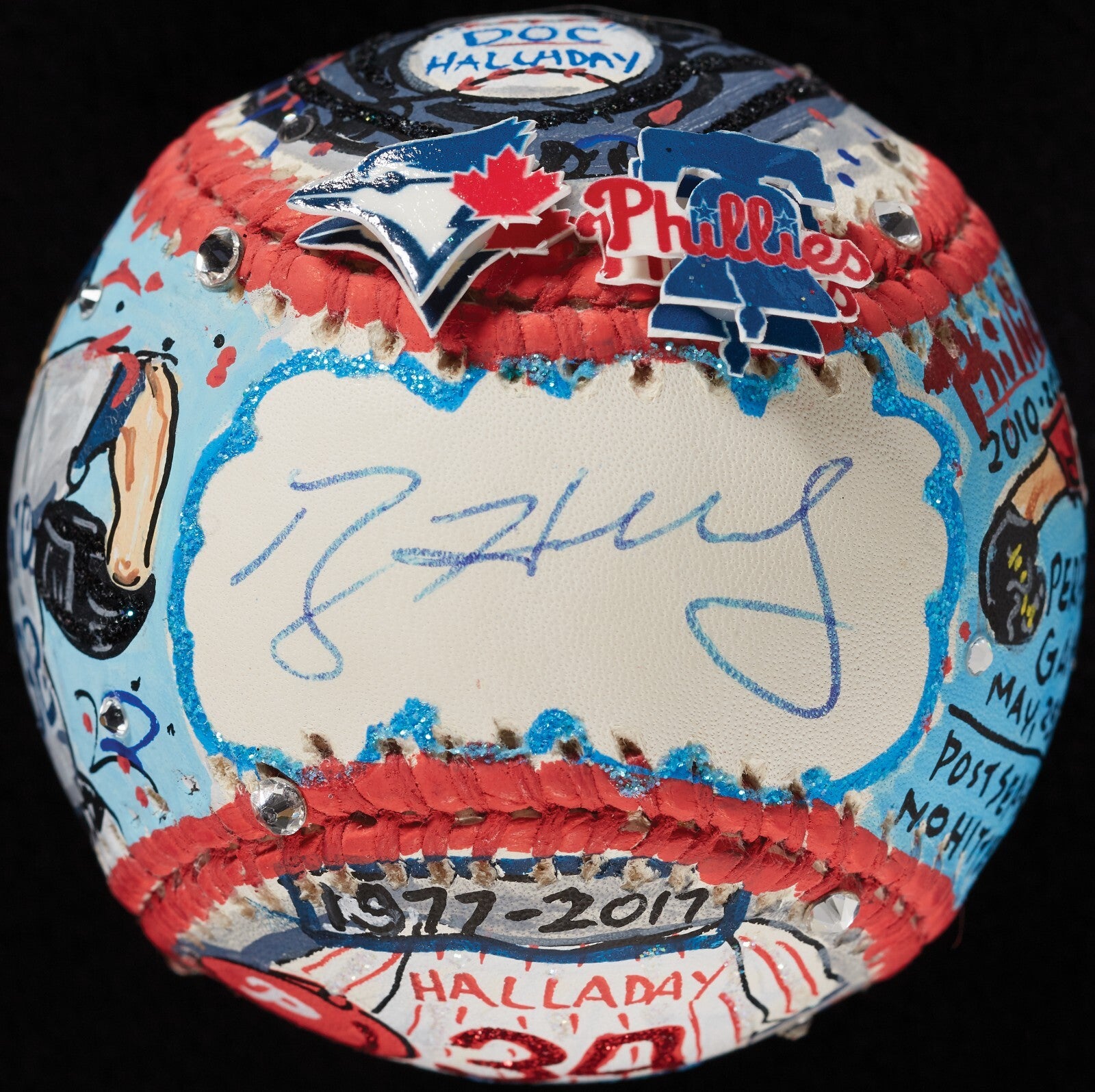 Roy Halladay Signed Charles Fazzino Hand Painted Pop Art Baseball JSA Fanatics