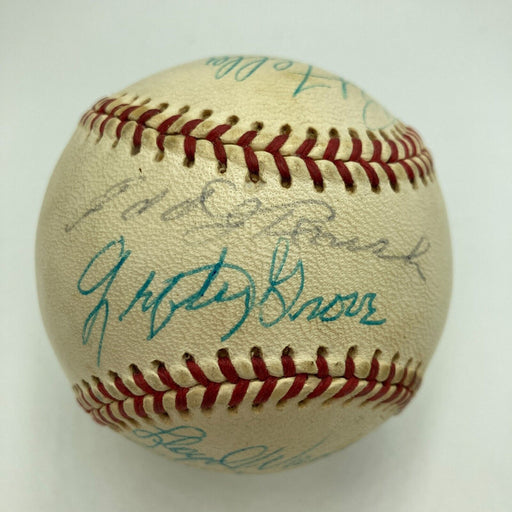 Harry Hooper Lefty Grove Max Carey Earle Combs Lloyd Waner Signed Baseball PSA