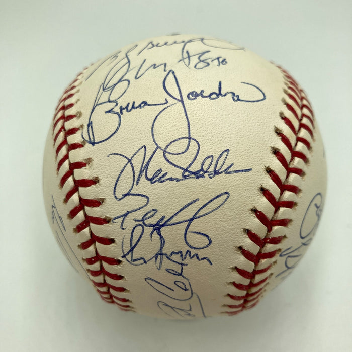 2001 Atlanta Braves Team Signed Baseball Chipper Jones Greg Maddux Tom Glavine