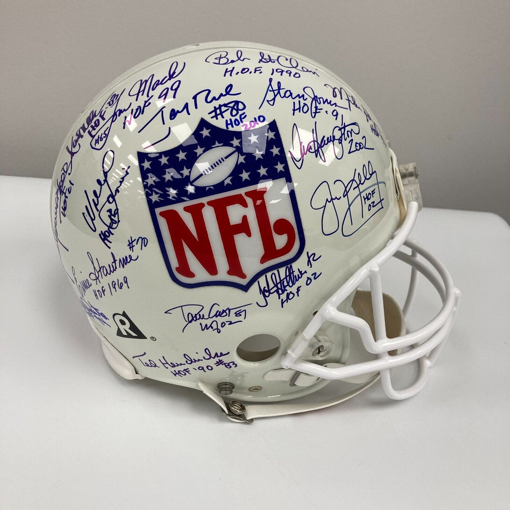 NFL Hall Of Fame Multi Signed Helmet 32 Sigs Joe Montana Jerry Rice Jim Brown