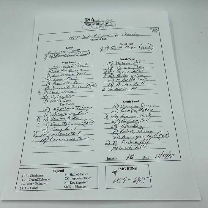 Rare 1967 Detroit Tigers Team Signed American League Baseball 34 Sigs JSA COA