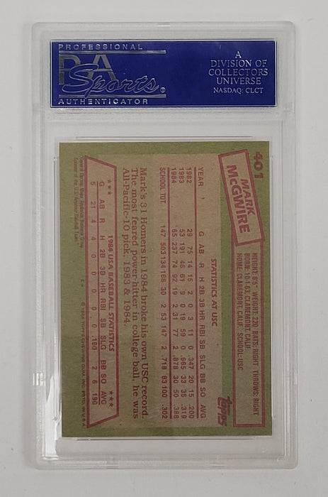 Mark McGwire Signed 1985 Topps #401 Rookie Card RC PSA/DNA