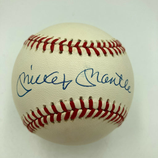 Beautiful Mickey Mantle Signed American League Baseball PSA DNA Graded MINT 9