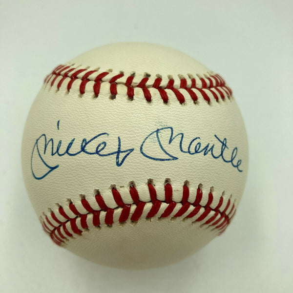 Beautiful Mickey Mantle Signed American League Baseball PSA DNA Graded MINT 9