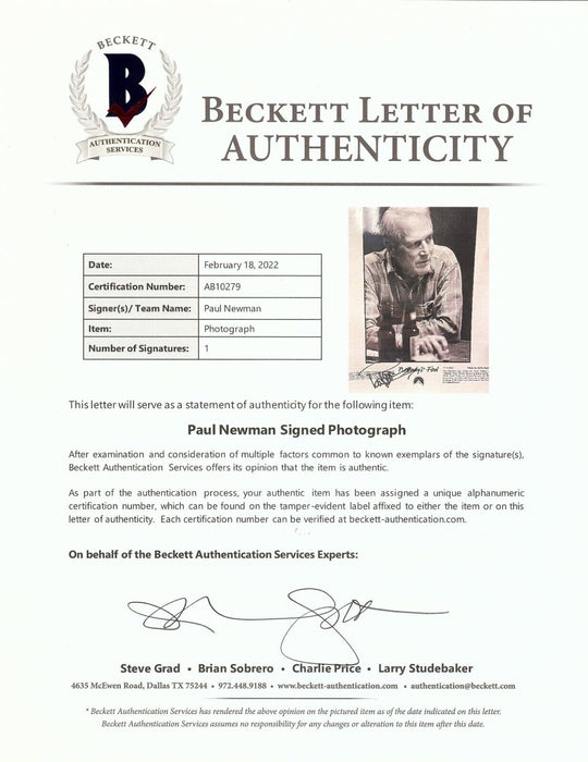Paul Newman Signed 8x10 "Nobody's Fool" Movie Photo Beckett COA