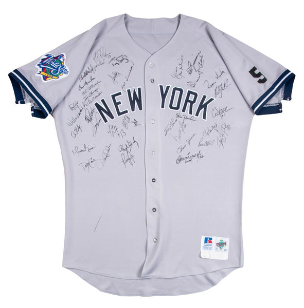 1999 Yankees Team Signed World Series Game Used Jersey Derek Jeter Beckett COA