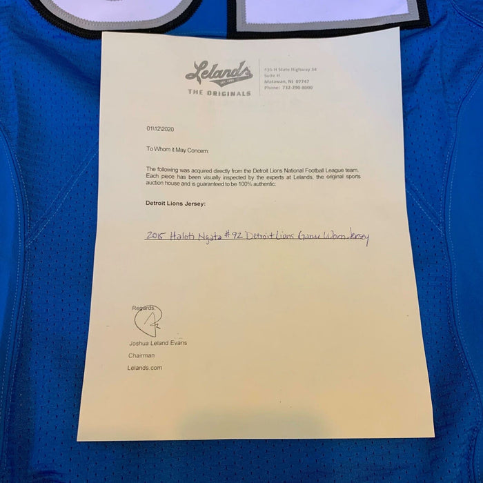 Haloti Ngata Authentic Game Used Detroit Lions Jersey With COA