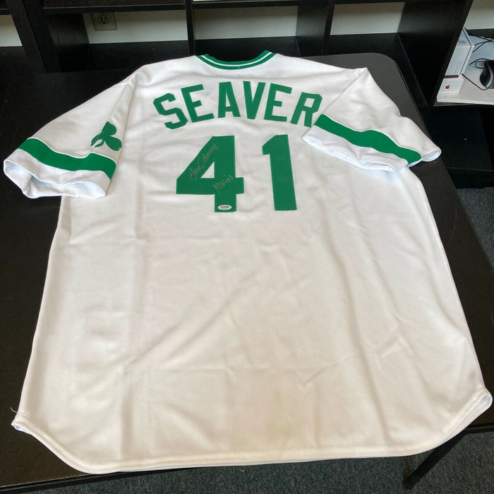 Tom Seaver HOF 1992 Signed 1981 Cincinnati Reds St. Patrick's Day Jersey PSA DNA