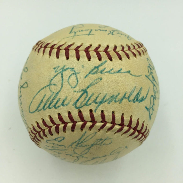 Beautiful 1954 New York Yankees Team Signed Baseball Mickey Mantle With JSA COA