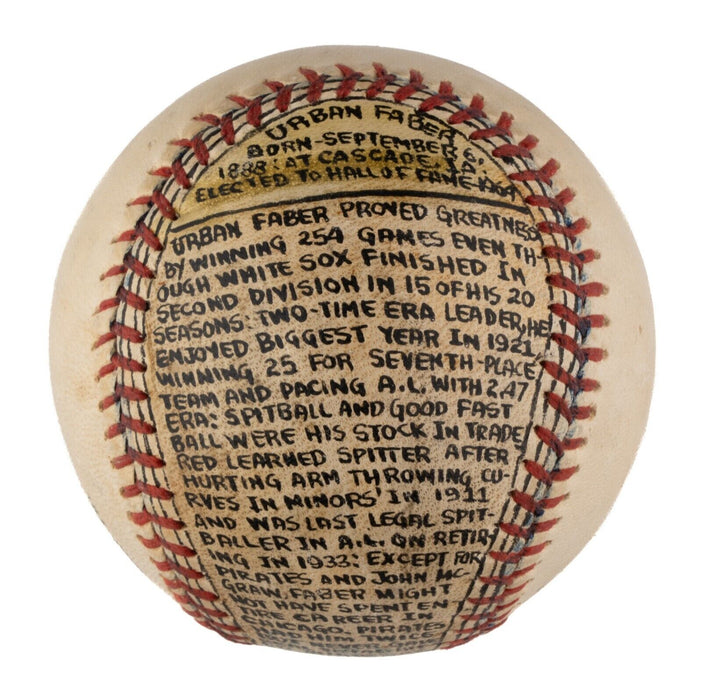 Urban "Red" Faber Hand Painted George Sosnak Folk Art Hall Of Fame Baseball