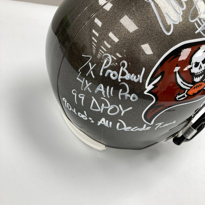 Warren Sapp Signed Heavily Inscribed STATS Tampa Bay Buccaneers Helmet Beckett