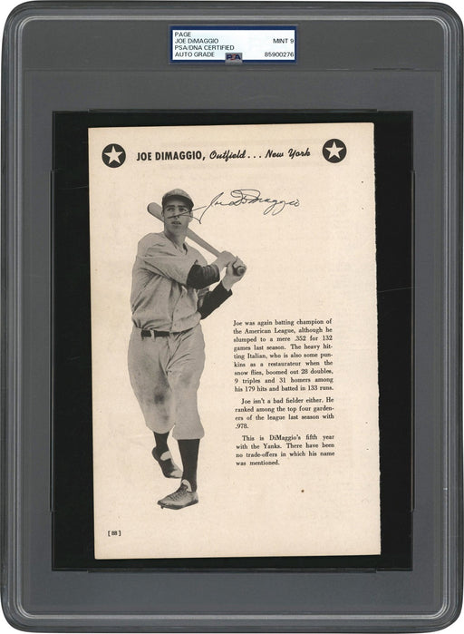 Joe Dimaggio Signed Early Career 1940 8x10 Photo PSA DNA 9 MINT Auto