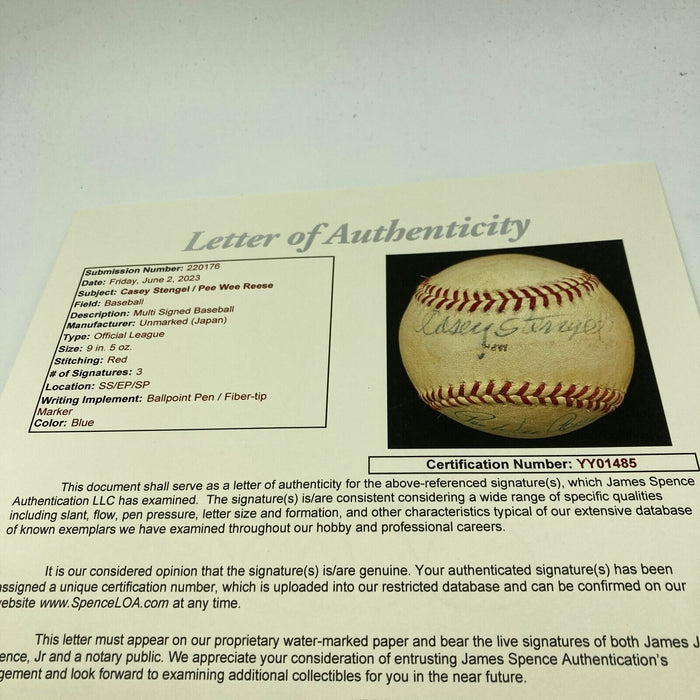 Casey Stengel Signed Baseball With JSA COA