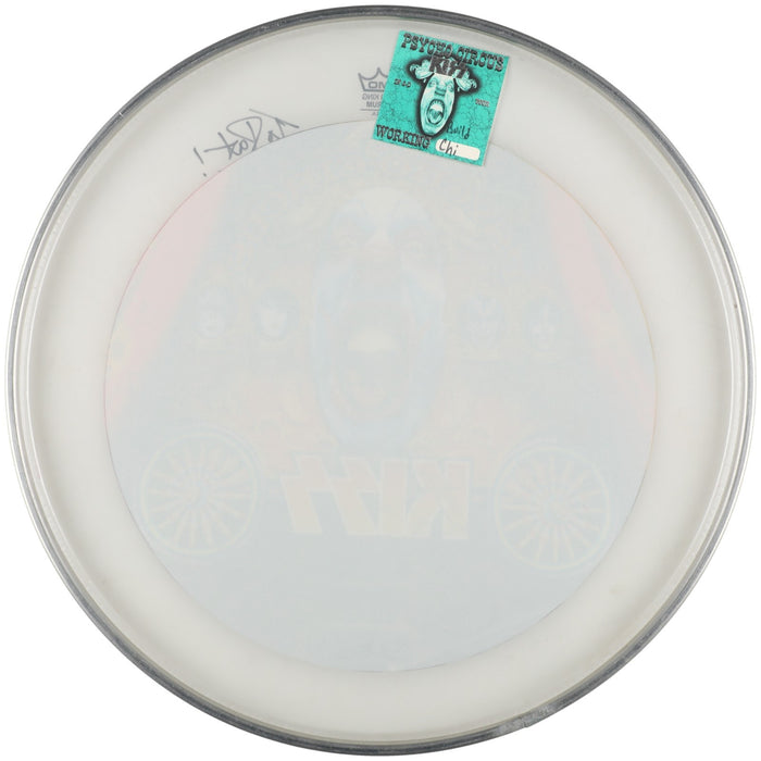 Kiss Band Signed Drumhead Gene Simmons Paul Stanley Ace Frehley Peter Criss BAS