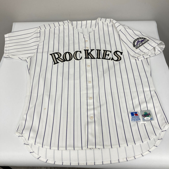 Larry Walker Signed Game Issued Colorado Rockies Russell Jersey JSA COA