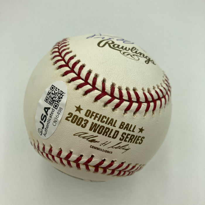 2003 Florida Marlins World Series Champs Team Signed W.S. Baseball JSA COA