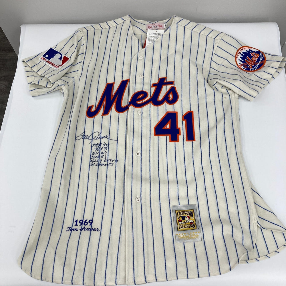 Tom Seaver Signed Inscribed STATS New York Mets Mitchell & Ness Jersey PSA DNA