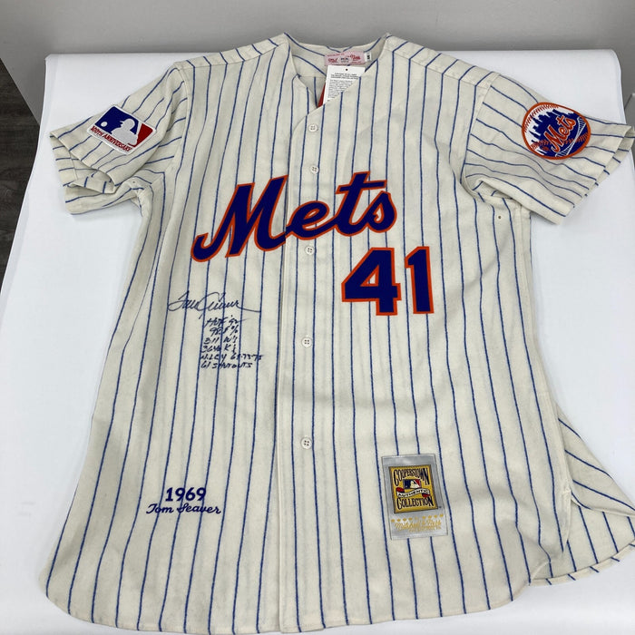Tom Seaver Signed Inscribed STATS New York Mets Mitchell & Ness Jersey PSA DNA