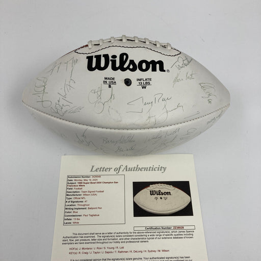 1989 San Francisco 49ers Super Bowl Champs Team Signed Football JSA COA