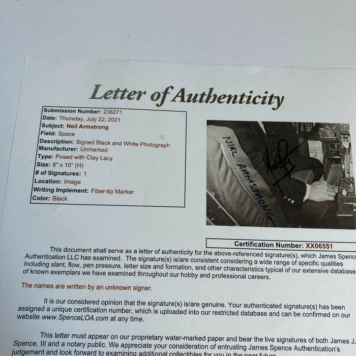 Neil Armstrong Signed Autographed NASA 8x10 Photo With JSA COA